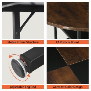 Round Dining Table, 47" Kitchen Dinner Table with Storage Shelf - Image 8
