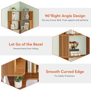 6-Tier Corner Bookshelf, 64.96" Corner Bookcase with Anti-Drop Panel - Image 6