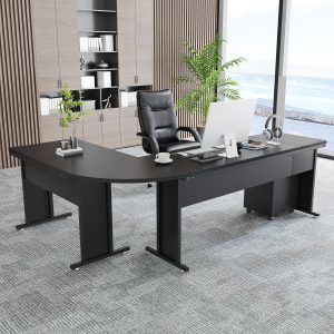 83" L-Shaped Desk, Industrial Corner Executive Desk with Mobile File Cabinet - Image 8