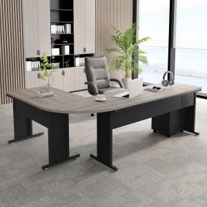 83" L-Shaped Desk, Industrial Corner Executive Desk with Mobile File Cabinet - Image 10