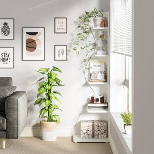 5-Tier Corner Shelf, Modern Wall Corner Bookshelf Bookcase - Image 8