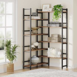 70.8" Corner Bookshelf, 8-Tier Industrial  Bookcase Corner Display Rack