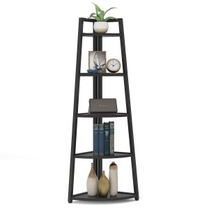 70" Corner Shelf, 5 Tier Corner Storage Rack Ladder Bookcase - Image 10