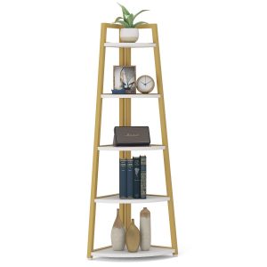 5-Tier Corner Shelf, 70" Tall Corner Ladder Shelf Small Bookshelf - Image 13