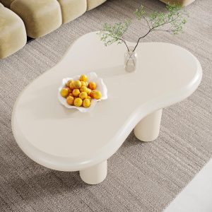Cloud-Shaped Coffee Table, Modern Center Table with 4 Solid Legs - Image 6