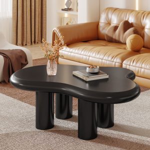 Cloud-Shaped Coffee Table, Modern Center Table with 4 Solid Legs - Image 8