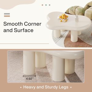 Cloud-Shaped Coffee Table, Modern Center Table with 4 Solid Legs - Image 7