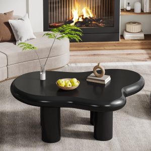 Cloud-Shaped Coffee Table, Modern Center Table with 4 Solid Legs - Image 9