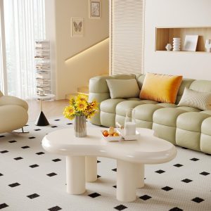 Cloud-Shaped Coffee Table, Modern Center Table with 4 Solid Legs - Image 4