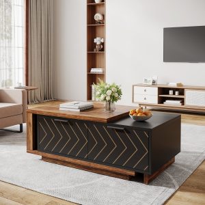 Extendable Coffee Table, Center Table Cocktail Table with 2 Storage Drawers - Image 7