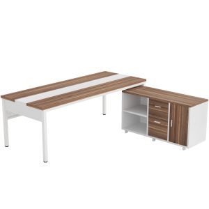 Industrial L-Shaped Desk, 71" Executive Desk with 47" Mobile File Cabinet - Image 11