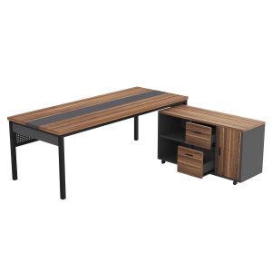 Industrial L-Shaped Desk, 71" Executive Desk with 47" Mobile File Cabinet - Image 9