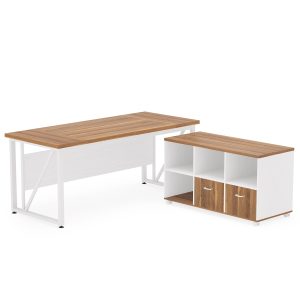 L-Shaped Computer Desk, 55" / 63" Executive Desk and Mobile File Cabinet - Image 14