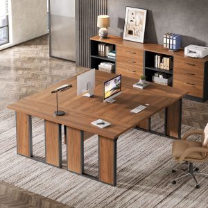 L-Shaped Executive Desk, 63" Computer Desk Workstation with File Cabinet - Image 4