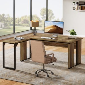 L-Shaped Executive Desk, 63" Corner Table Computer Desk Workstations