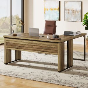 L-Shaped Executive Desk, 63" Corner Table Computer Desk Workstations - Image 3