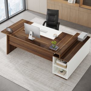 L-Shaped Executive Desk, 70.5" Computer Desk with Cabinet - Image 3