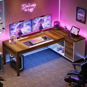 L-Shaped Executive Desk, 78.7" Large Office Corner Computer Desk with File Cabinet - Image 5
