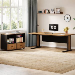 Large L-Shaped Desk, 63" Executive Computer Desk with Mobile File Cabinet - Image 5
