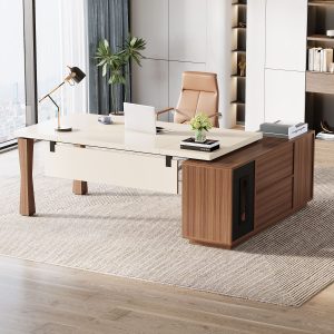 Large L-Shaped Desk, 71-Inch Executive Desk Computer Table with Cabinet - Image 7