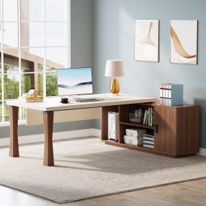 Large L-Shaped Desk, 71-Inch Executive Desk Computer Table with Cabinet - Image 6