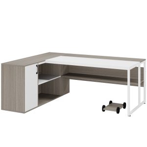 Large L-Shaped Desk, 71 inch Executive Desk with Shelves & Cabinet - Image 13