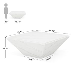 Modern Coffee Table, 35.43" Center Table with Faux Marble Top - Image 8