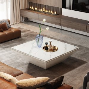 Modern Coffee Table, 35.43" Center Table with Faux Marble Top - Image 6