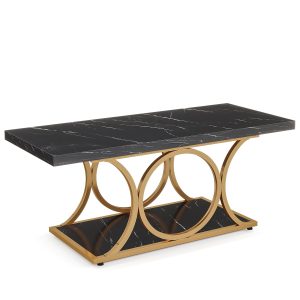 Rectangle Coffee Table, 47.24" Center Table with Faux Marble Top - Image 9
