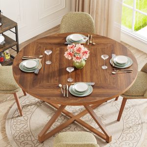 Round Dining Table, 47" Circle Kitchen Table for 4-6 People - Image 5