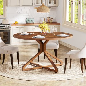 Round Dining Table, 47" Circle Kitchen Table for 4-6 People - Image 6
