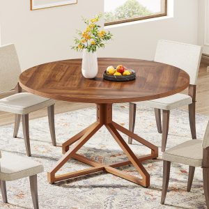 Round Dining Table, 47" Circle Kitchen Table for 4-6 People - Image 3
