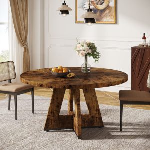 Round Dining Table for 4, 47" Wooden Kitchen Table Farmhouse Dinner Table - Image 16