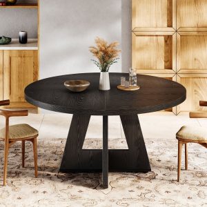 Round Dining Table for 4, 47" Wooden Kitchen Table Farmhouse Dinner Table - Image 14