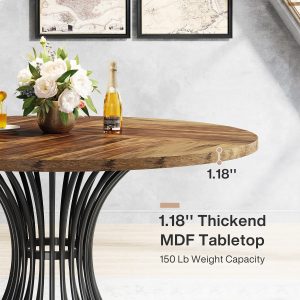 Round Dining Table for 4-6, 47" Farmhouse Circle Kitchen Table - Image 6