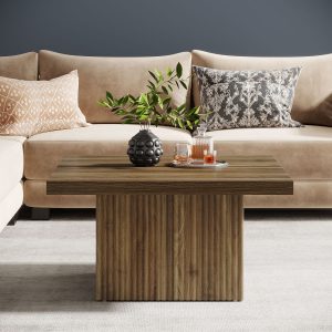 Square Coffee Table, 31.5-Inch Wood Center Table Cocktail Table - Image 3