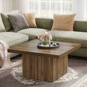 Square Coffee Table, 31.5-Inch Wood Center Table Cocktail Table - Image 4