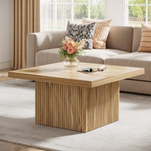 Square Coffee Table, 31.5-Inch Wood Center Table Cocktail Table - Image 8
