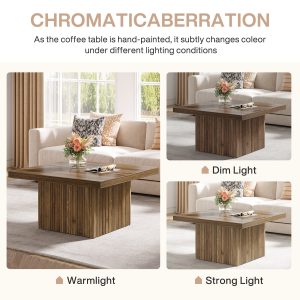 Square Coffee Table, 31.5-Inch Wood Center Table Cocktail Table - Image 5