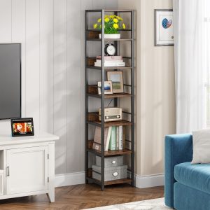 6-Tier Corner Shelf, Narrow Etagere Bookshelf Storage Rack - Image 5