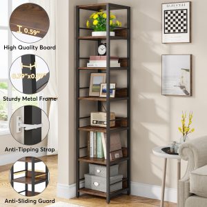 6-Tier Corner Shelf, Narrow Etagere Bookshelf Storage Rack - Image 6