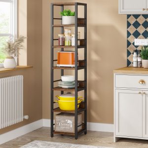6-Tier Corner Shelf, Narrow Etagere Bookshelf Storage Rack - Image 4