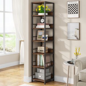 6-Tier Corner Shelf, Narrow Etagere Bookshelf Storage Rack