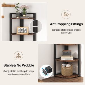 6-Tier Corner Shelf, Small Corner Bookshelf Storage Rack - Image 6