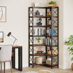 7-Tier Corner Bookshelf Corner Bookcase Storage Display Rack - Image 3