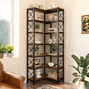7-Tier Corner Bookshelf Corner Bookcase Storage Display Rack - Image 13