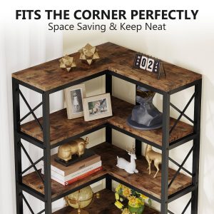 7-Tier Corner Bookshelf Corner Bookcase Storage Display Rack - Image 6