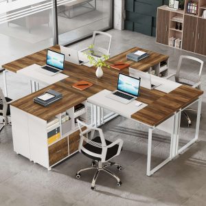 L-Shaped Executive Desk, 63" Computer Desk with Mobile File Cabinet - Image 6