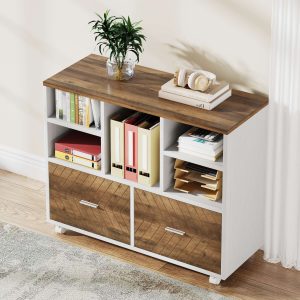 L-Shaped Executive Desk, 63" Computer Desk with Mobile File Cabinet - Image 9