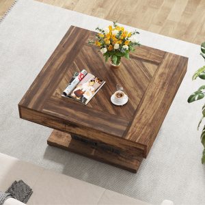Wood Coffee Table, 31.5" Modern Center Table Cocktail Tea Table - Image 5